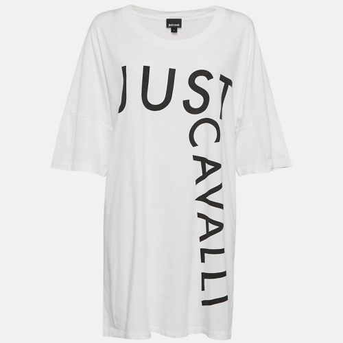 Just Cavalli White Logo Print Cotton T-Shirt Dress L - Just Cavalli - Modalova