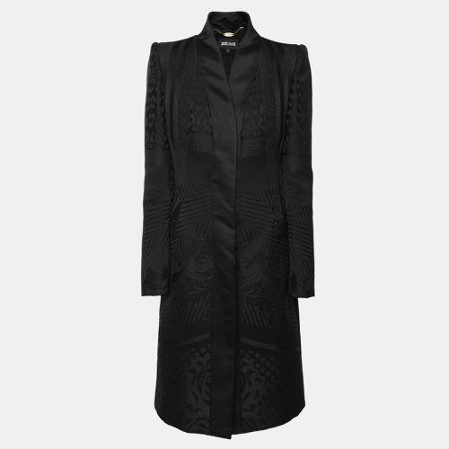 Just Cavalli Black Jacquard Mid Length Coat M - Just Cavalli - Modalova