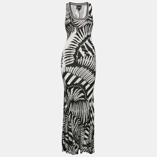 Just Cavalli Black/White Printed Jersey Sleeveless Maxi Dress S - Just Cavalli - Modalova