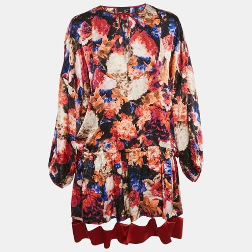 Just Cavalli Multicolor Silk Satin Floral Print Oversized Mini Dress M - Just Cavalli - Modalova