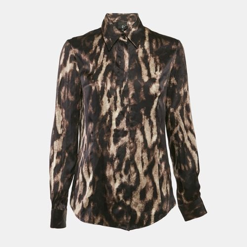 Just Cavalli Multicolor/Brown Animal Print Satin Silk Button Front Shirt M - Just Cavalli - Modalova