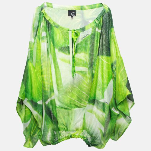 Just Cavalli Green Abstract Print Silk Sheer Blouse M - Just Cavalli - Modalova