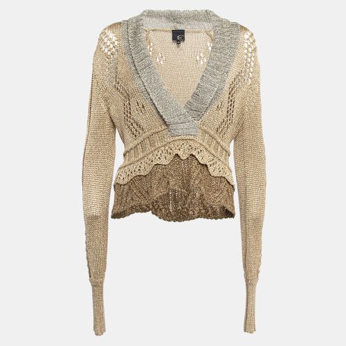 Just Cavalli Beige Lurex Knit Crop Sweater M - Just Cavalli - Modalova