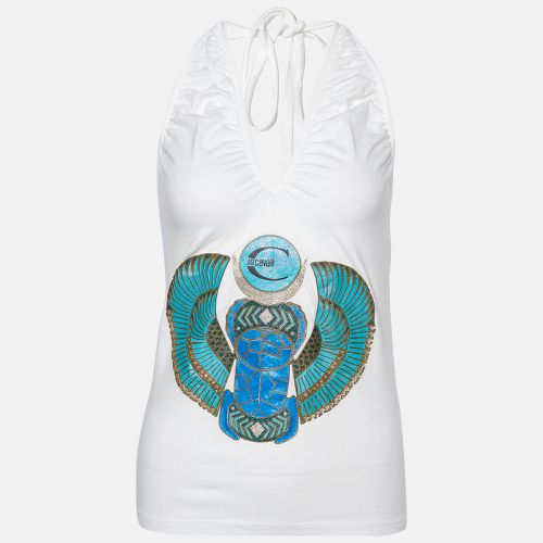 Just Cavalli White Printed Cotton Halter Neck Top M - Just Cavalli - Modalova