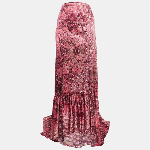 Just Cavalli Pink Abstract Print Satin Pleated Maxi Skirt M - Just Cavalli - Modalova