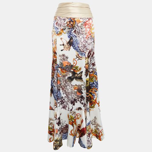 Just Cavalli Cream Floral Print Satin Flared Maxi Skirt L - Just Cavalli - Modalova