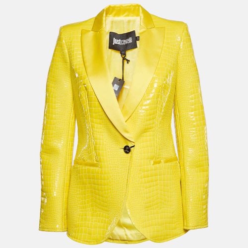 Just Cavalli Yellow Snake Pattern Faux Leather Blazer M - Just Cavalli - Modalova