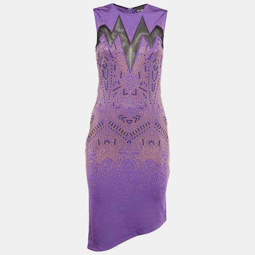 Just Cavalli Purple Studded Mesh Trim Jersey Asymmetric Dress S - Just Cavalli - Modalova