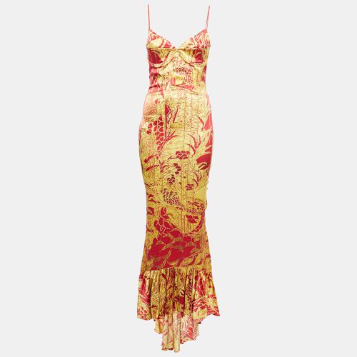 Just Cavalli Yellow/Red Print Satin Sleeveless Gown M - Just Cavalli - Modalova