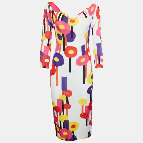 Just Cavalli White Floral Print Stretch Knit Midi Dress S - Just Cavalli - Modalova