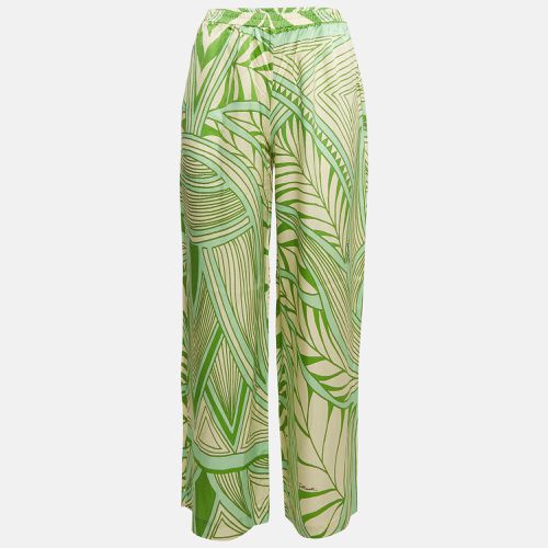 Just Cavalli Green Printed Silk Wide-Leg Pants M - Just Cavalli - Modalova