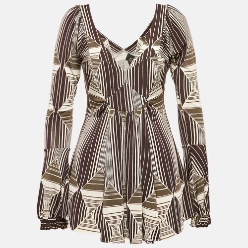 Just Cavalli Brown Printed Jersey Peplum Top L - Just Cavalli - Modalova