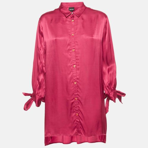 Just Cavalli Satin Pink Tie- Up Sleeve Shirt Blouse L - Just Cavalli - Modalova