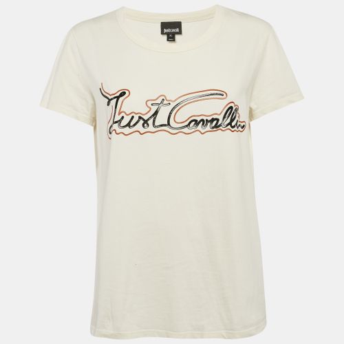 Just Cavalli Off White Logo Print Jersey T-Shirt XL - Just Cavalli - Modalova