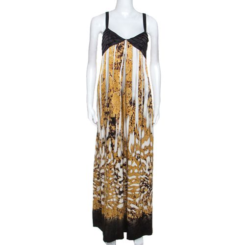 Just Cavalli Multicolor Printed Silk Pleated Bodice Detail Maxi Dress L - Just Cavalli - Modalova