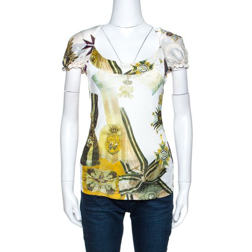 Just Cavalli Multicolor Printed Silk Neck Tie Detail Top M - Just Cavalli - Modalova