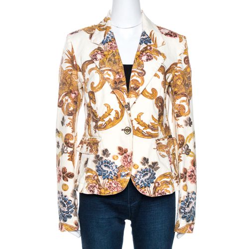 Just Cavalli Cream Floral Print Cotton Jacket M - Just Cavalli - Modalova