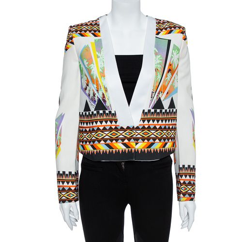 Just Cavalli Multicolor Abstract Nylon Blend Print Crop Top Blazer S - Just Cavalli - Modalova