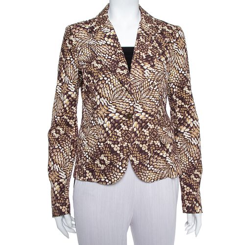 Just Cavalli Brown Printed Cotton Blazer L - Just Cavalli - Modalova