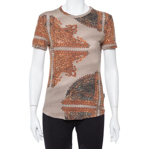 Just Cavalli Brown & Beige Printed Knit Short Sleeve Top L - Just Cavalli - Modalova