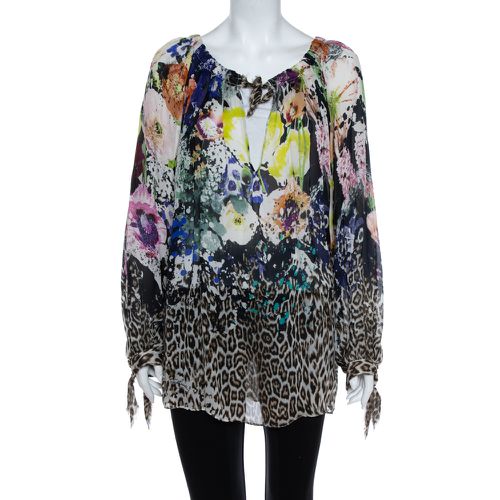 Just Cavalli Multicolor Floral & Animal Printed Silk Tunic M - Just Cavalli - Modalova