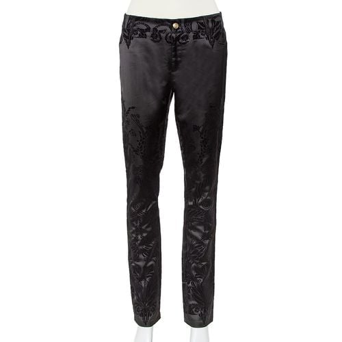 Just Cavalli Black Flocked Satin Tapered Leg Just Chic Jeggings L - Just Cavalli - Modalova