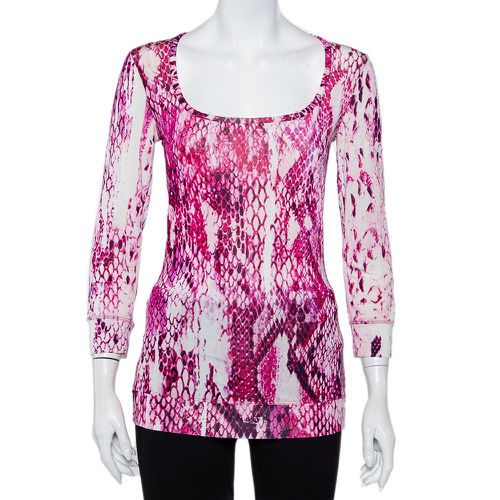 Just Cavalli Pink Animal Printed Knit Scoop Neck T-Shirt S - Just Cavalli - Modalova