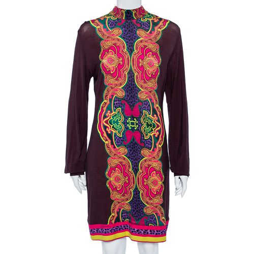 Just Cavalli Brown Printed Wool Knit Shift Dress L - Just Cavalli - Modalova