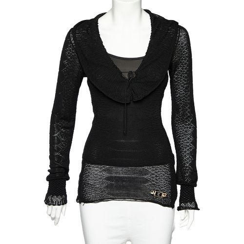 Just Cavalli Black Perforated Knit Top M - Just Cavalli - Modalova