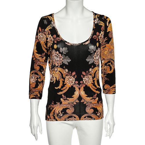 Just Cavalli Black Floral Printed Jersey Scoop Neck T-Shirt XL - Just Cavalli - Modalova