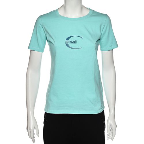 Just Cavalli Blue Logo Printed Cotton Short Sleeve T-Shirt S - Just Cavalli - Modalova