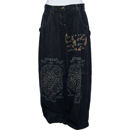 Just Cavalli Navy Blue Painted Denim Flared Leg Jeans L - Just Cavalli - Modalova