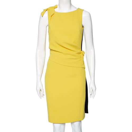 Class By Roberto Cavalli Yellow Crepe Bow Detail Draped Dress S - Class by Roberto Cavalli - Modalova