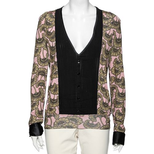 Just Cavalli Pink & Gold Printed Jersey Pintuck Detailed Top L - Just Cavalli - Modalova