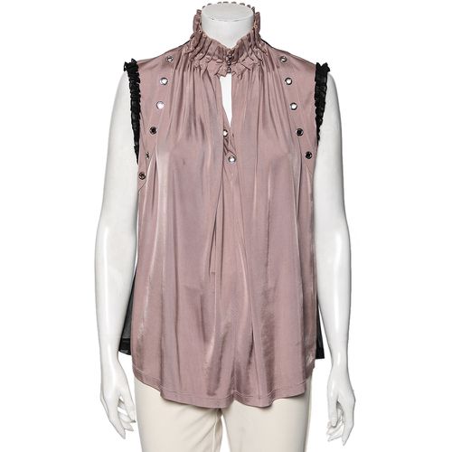 Just Cavalli Pink Jersey Eyelet Embellished Ruffle Trim Sleeves Top S - Just Cavalli - Modalova