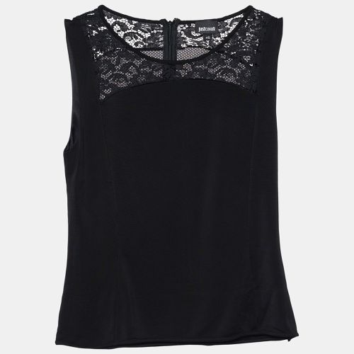 Just Cavalli Black Jersey Lace Trim Sleeveless Top L - Just Cavalli - Modalova