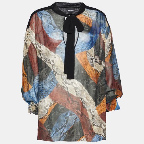 Just Cavalli Multicolour Animal Printed Chiffon Tie Neck Blouse M - Just Cavalli - Modalova