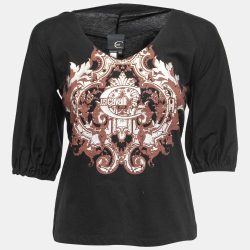 Just Cavalli Black Printed Cotton Top M - Just Cavalli - Modalova