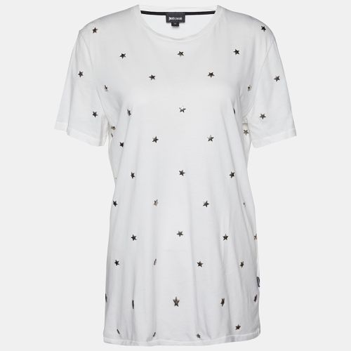 Just Cavalli White Cotton Knit Star Studded T-Shirt M - Just Cavalli - Modalova