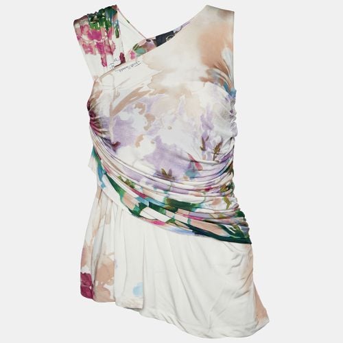 Just Cavalli Multicolor Printed Jersey Draped Sleeveless Top S - Just Cavalli - Modalova