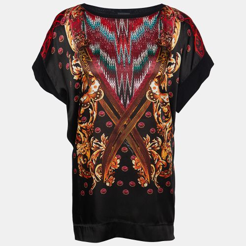 Just Cavalli Black Printed Cotton Knit Oversized T-Shirt M - Just Cavalli - Modalova