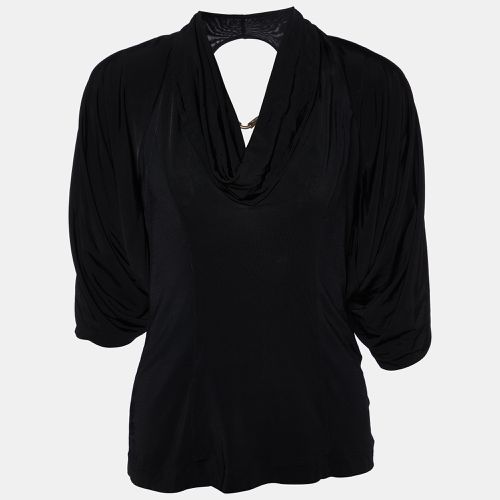 Just Cavalli Black Jersey Draped Detail Top L - Just Cavalli - Modalova