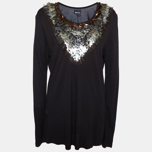 Just Cavalli Black Crystal Embellished Long Sleeve T-Shirt M - Just Cavalli - Modalova