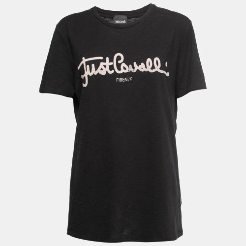 Just Cavalli Black Logo Print Cotton Crew Neck T-Shirt L - Just Cavalli - Modalova