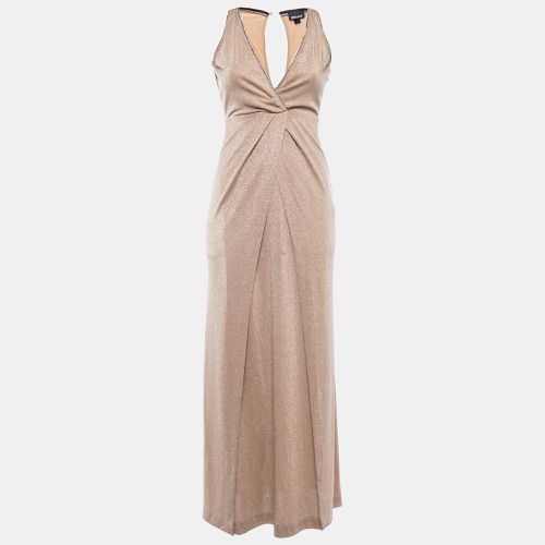 Just Cavalli Gold Crystals Embellished Lurex Knit Sleeveless Cut-out Maxi Dress S - Just Cavalli - Modalova