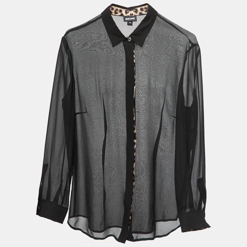 Just Cavalli Black Chiffon Button Front Sheer Shirt Blouse M - Just Cavalli - Modalova