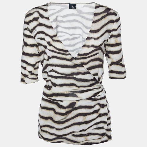 Just Cavalli Beige Animal Printed Jersey Knit Wrap Top M - Just Cavalli - Modalova