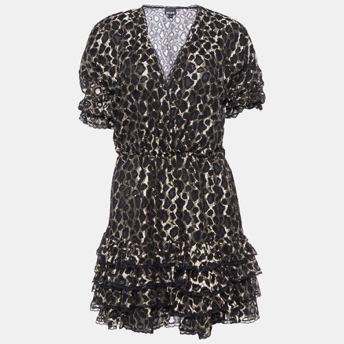 Just Cavalli Black Leopard Lace Ruffle Dress M - Just Cavalli - Modalova