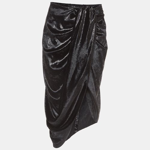 Just Cavalli Black Shimmer Velvet Draped Mid Skirt M - Just Cavalli - Modalova