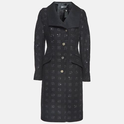 Just Cavalli Black Sequin Embroidered Canvas Mid-Length Coat S - Just Cavalli - Modalova